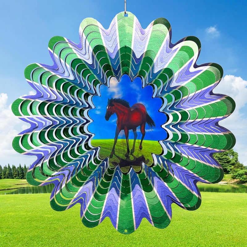 Eiryhope Animated Horse Wind Spinner | 3D Kinetic Hanging Wind Spinners & Sculptures, Garden Decoration Yard Ornament Outdoor Décor, Memorial Gift for Horse Lover, Men & Women - Image 1